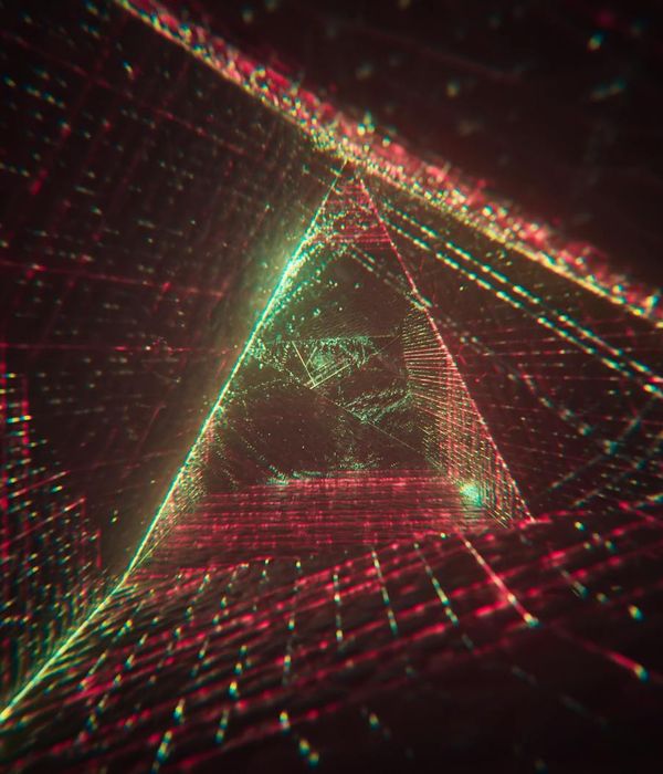 Abstract digital neon geometric shapes for focus and balance